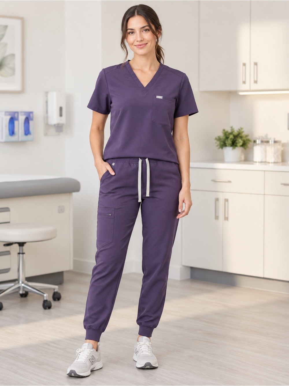 FIGS Catarina Scrub Top Zamora Jogger Pants Set Purple Size Large